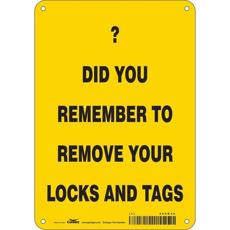 Condor Safety Sign, 10 in Height, 7 in Width, Aluminum, Horizontal Rectangle, English, 469K45 469K45