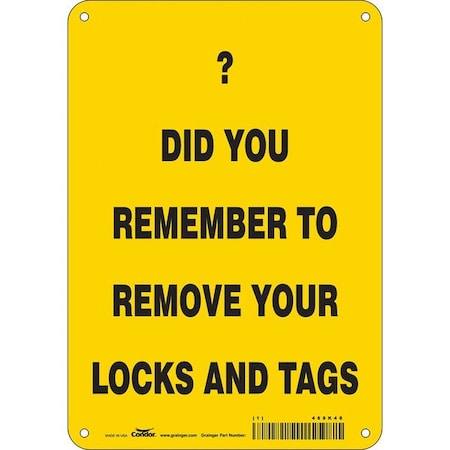 Condor Safety Sign, 10 in Height, 7 in Width, Polyethylene, Horizontal Rectangle, English, 469K48 469K48