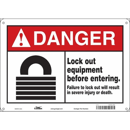 Condor Safety Sign, 10 in Height, 14 in Width, Vinyl, Horizontal Rectangle, English, 469L80 469L80