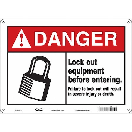 Condor Safety Sign, 10 in Height, 14 in Width, Aluminum, Horizontal Rectangle, English, 469L76 469L76