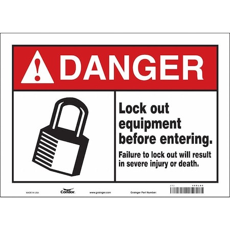 Condor Safety Sign, 10 in Height, 14 in Width, Polyethylene, Horizontal Rectangle, English, 469L78 469L78