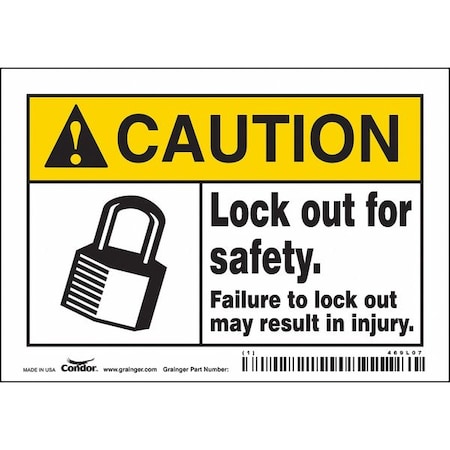 Condor Safety Sign, 3 1/2 in Height, 5 in Width, Vinyl, Horizontal Rectangle, English, 469L07 469L07
