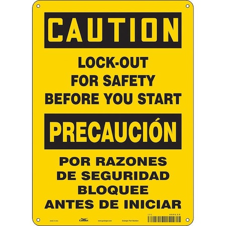Condor Safety Sign, 14 in Height, 10 in Width, Aluminum, Vertical Rectangle, English, Spanish, 469L25 469L25