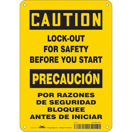 Condor Safety Sign, 10 in Height, 7 in Width, Polyethylene, Horizontal Rectangle, English, Spanish 469L26