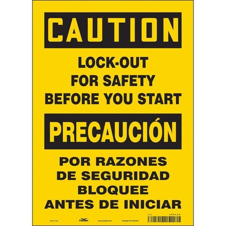 Condor Safety Sign, 14 in Height, 10 in Width, Vinyl, Vertical Rectangle, English, Spanish, 469L29 469L29