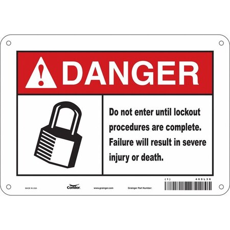 Condor Safety Sign, 7 in Height, 10 in Width, Polyethylene, Vertical Rectangle, English, 469L38 469L38