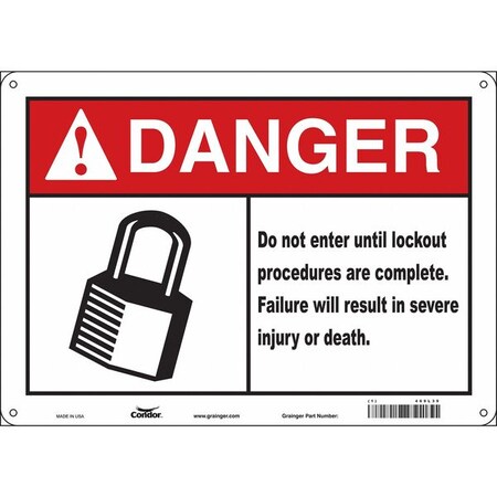 Condor Safety Sign, 10 in Height, 14 in Width, Polyethylene, Horizontal Rectangle, English, 469L39 469L39