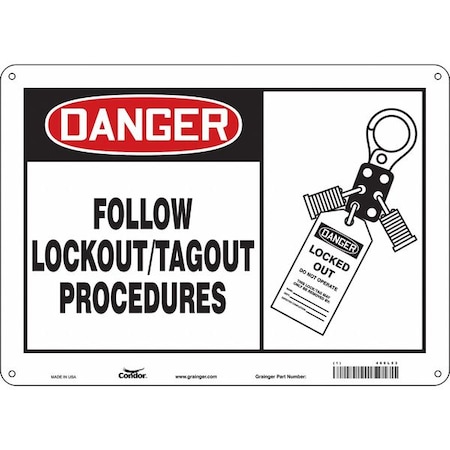 Condor Safety Sign, 10 in Height, 14 in Width, Polyethylene, Horizontal Rectangle, English, 469L53 469L53