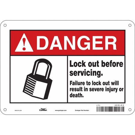 Condor Safety Sign, 7 in Height, 10 in Width, Aluminum, Vertical Rectangle, English, 469L63 469L63