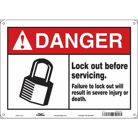 Condor Safety Sign, 10 in Height, 14 in Width, Aluminum, Horizontal Rectangle, English, 469L64 469L64