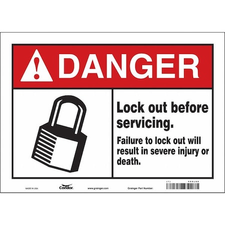 Condor Safety Sign, 10 in Height, 14 in Width, Vinyl, Horizontal Rectangle, English, 469L68 469L68