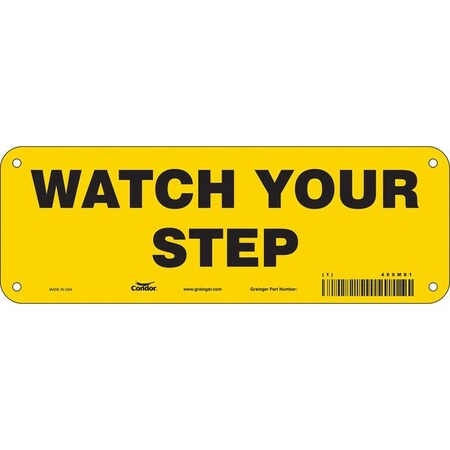 Condor Safety Sign, 3 1/2 in H, 10 in W, Aluminum, Vertical Rectangle, English, 469M81 469M81