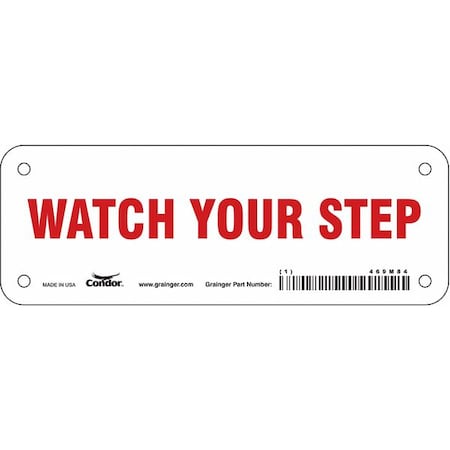 Condor Safety Sign, 2 1/2 in Height, 7 in Width, Aluminum, Horizontal Rectangle, English 469M84