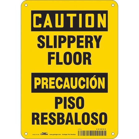 Condor Safety Sign, 10 in H, 7 in W, Polyethylene, Horizontal Rectangle, English, Spanish, 469N99 469N99