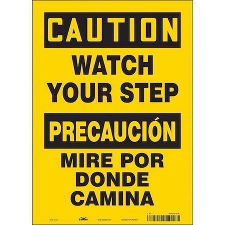Condor Safety Sign, 14 in Height, 10 in Width, Vinyl, Vertical Rectangle, English, Spanish, 469P90 469P90