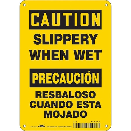 Condor Safety Sign, 10 in H, 7 in W, Polyethylene, Horizontal Rectangle, English, Spanish, 469P08 469P08
