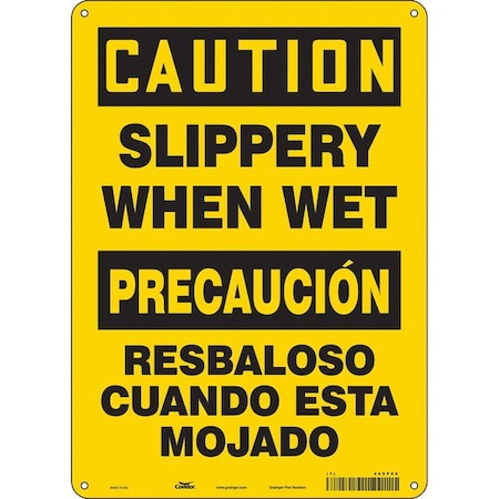 Condor Safety Sign, 14 in Height, 10 in Width, Polyethylene, Vertical Rectangle, English, Spanish, 469P09 469P09