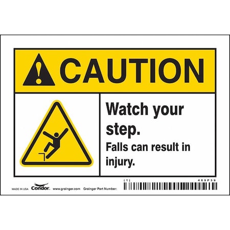 Condor Safety Sign, 3 1/2 in Height, 5 in Width, Vinyl, Horizontal Rectangle, English 469P39