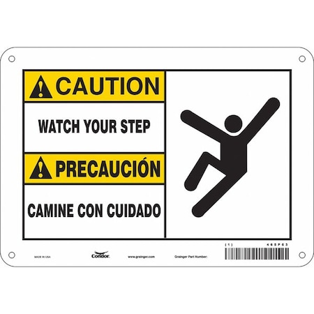 Condor Safety Sign, 7 in Height, 10 in Width, Polyethylene, Vertical Rectangle, English, Spanish 469P63