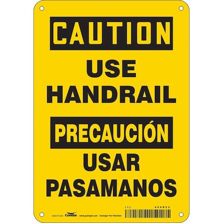 Condor Safety Sign, 10 in Height, 7 in Width, Aluminum, Horizontal Rectangle, English, Spanish, 469R52 469R52