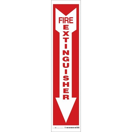 CONDOR Safety Sign, Fire Extinguisher Legend, Vinyl, Adhesive Sign Mounting, 18 in x 4 in, Red/White 469V42