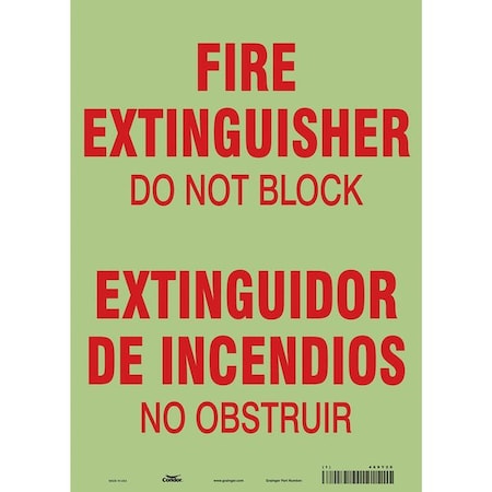 Condor Safety Sign, 14 in Height, 10 in Width, Glow Vinyl, Vertical Rectangle, English, Spanish 469Y20
