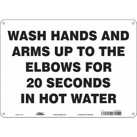 Condor Wash Hands And Arms Up To The Elbows For 20 Second, 14 in W x 10 in H, Horizontal Rectangle, 469C89 469C89