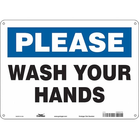 Condor Please, Wash Your Hands, 14 in W x 10 in H, Horizontal Rectangle, Aluminum, 469C70 469C70