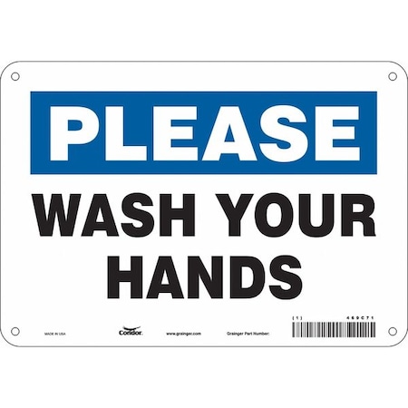 Condor Please, Wash Your Hands, 10 in W x 7 in H, Vertical Rectangle, Polyethylene, 469C71 469C71