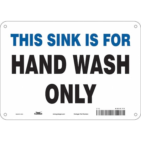 Condor This Sink Is For Hand Wash Only, 10 in W x 7 in H, Vertical Rectangle, Aluminum, 469C75 469C75