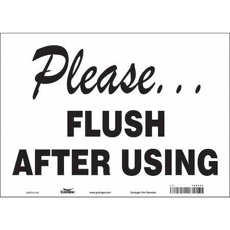 Condor PLEASE FLUSH AFTER USING, 14 in W x 10 in H, Horizontal Rectangle, Vinyl, 469C03 469C03