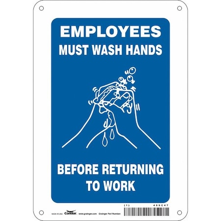 Condor Employees Must Wash Hands Before Returning To Work, 7 in W x 10 in H, Horizontal Rectangle, 469C47 469C47