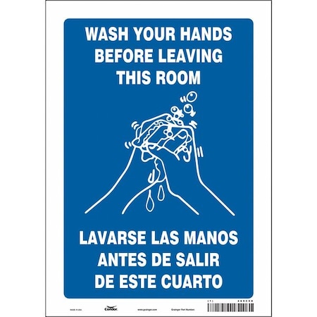 Condor Wash Your Hands Before Leaving This Room, English/Spanish, 10 in ...