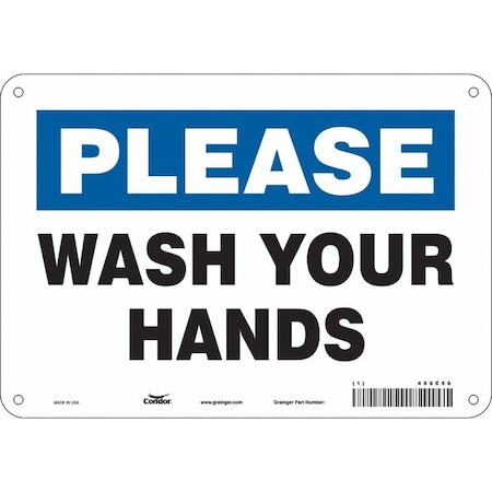Condor Please, Wash Your Hands, 10 in W x 7 in H, Vertical Rectangle, Aluminum, 469C69 469C69