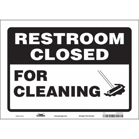Condor FOR CLEANING, 14 in W x 10 in H, Horizontal Rectangle, Vinyl, 469A89 469A89