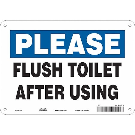 Condor FLUSH TOILET AFTER USING, 10 in W x 7 in H, Vertical Rectangle, Aluminum, 469A76 469A76