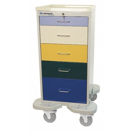 Lakeside Medical Mini Tower, 5 Drawers w/Key Lock, Gray Cabinet ST-530-K-1SPL