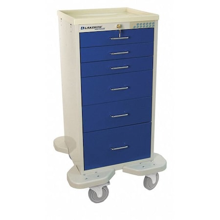 Lakeside Medical Mini Tower, 6 Drawers w/Electronic Lock, Blue Cabinet ST-630-E-2B