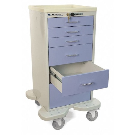 Lakeside Medical Mini Tower, 6 Drawers w/Push Button Lock, Lavender Cabinet ST-630-P-2BELV