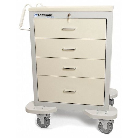 Lakeside Medical Cart 4 Drawers W Key Lock Beige Cabinet C 430 K