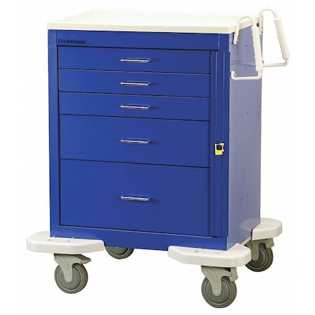 Lakeside Medical Cart, 5 Drawers w/Breakaway Lock-Blue Cabinet C-524-B-1B