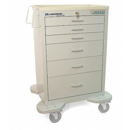 Lakeside Medical Cart, 6 Drawers w/Electronic Key Pad Lock, Gray Cabinet C-630-E-1G