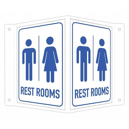 Lyle Restrooms (w Sym), 7 1/2 in W x 6 in H, V-Shape Projection, Aluminum, LCVB-0037-NA_4x6 LCVB-0037-NA_4x6