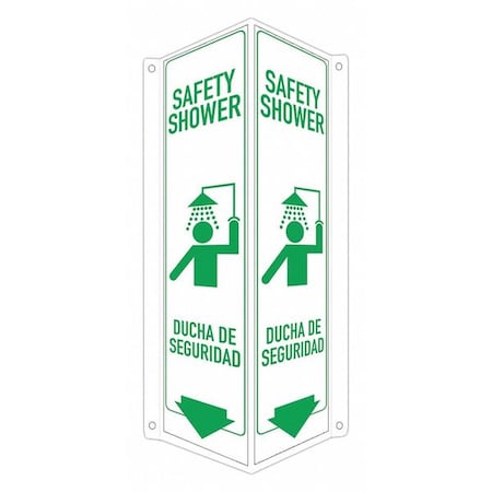 Lyle Safety Shower/Ducha De Seguridad, 8 in W x 18 in H, V-Shape Projection, Aluminum, LCVB-0049-NA_4x18 LCVB-0049-NA_4x18