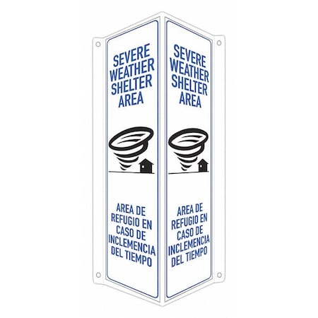 Lyle Severe Weather Shelter Area, English/Spanish, 8 in W x 18 in H, LCVB-0050-NA_4x18 LCVB-0050-NA_4x18