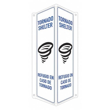 Lyle Tornado Shelter, Spanish/English, 8 in W x 18 in H, V-Shape Projection, Aluminum, LCVB-0051-RA_4x18 LCVB-0051-RA_4x18