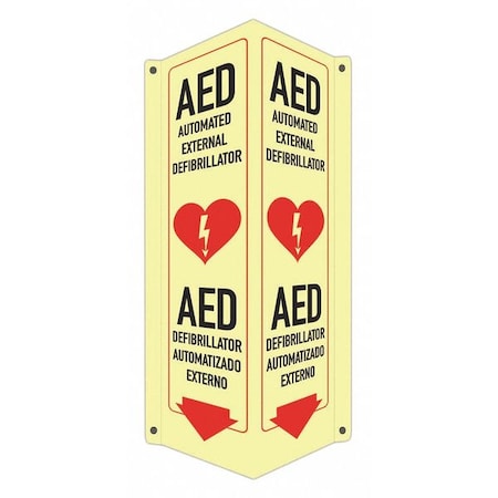 Lyle AED Automated External Defibrillator, English/Spanish, 8 in W x 18 in H, LCVB-0045-GA_4x18 LCVB-0045-GA_4x18