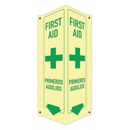 Lyle First Aid/Primeros Auxilios, 8 in W x 18 in H, V-Shape Projection, Aluminum, LCVB-0047-GA_4x18 LCVB-0047-GA_4x18