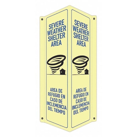 Lyle Severe Weather Shelter Area, English/Spanish, 8 in W x 18 in H, LCVB-0050-GA_4x18 LCVB-0050-GA_4x18
