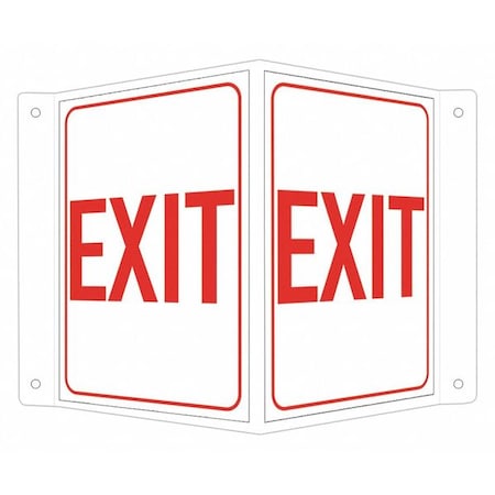 Lyle Exit Sign, Recycled Aluminum, 7-1/2" W, 6" H, Exit, White LCVB-0002-RA_4x6